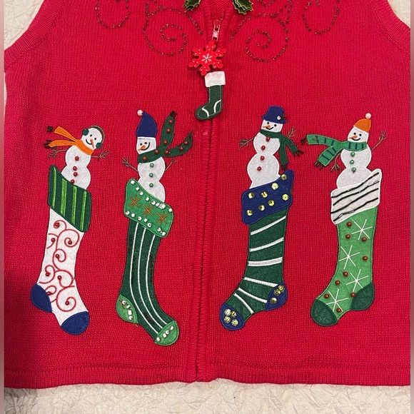 SML Designs Christmas Embellished Women’s Ugly Sweater Snowmen Vest Sz Xlarge - Picture 3 of 9